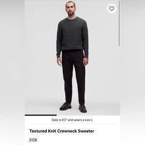 LULULEMON Men's XXL Textured Knit Crewneck Heathered Black
